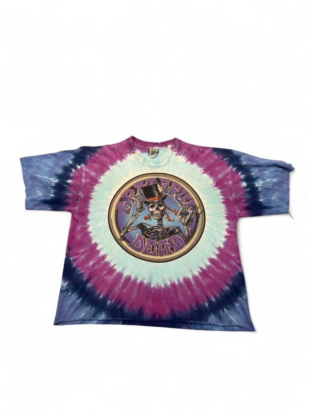 Vintage 1999 Grateful Dead Queen of spades tie dye tee cropped L XL mens Read